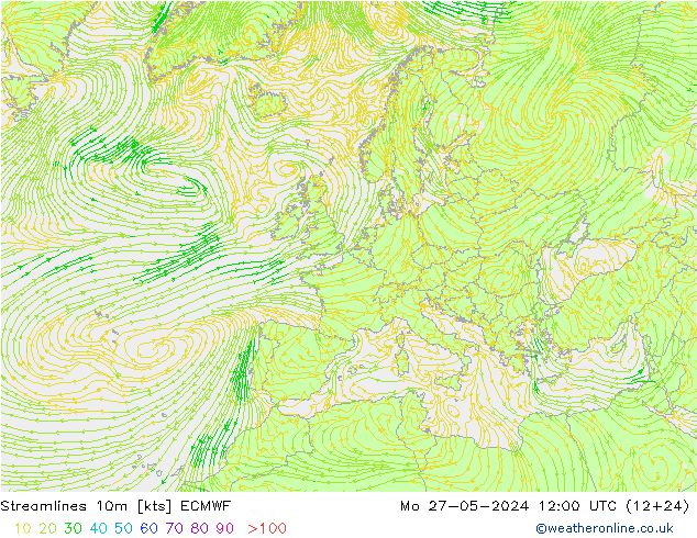 Linha de corrente 10m ECMWF Seg 27.05.2024 12 UTC