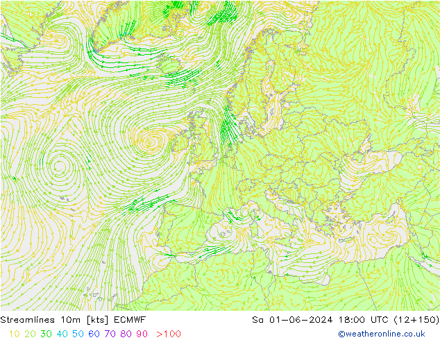 Stroomlijn 10m ECMWF za 01.06.2024 18 UTC