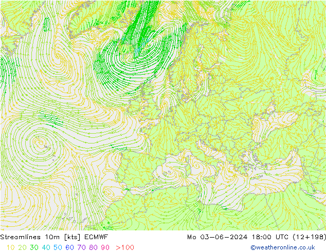 Stromlinien 10m ECMWF Mo 03.06.2024 18 UTC