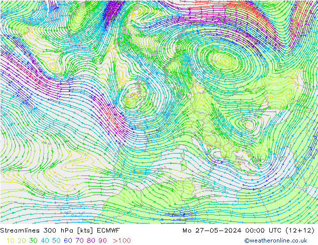 Stromlinien 300 hPa ECMWF Mo 27.05.2024 00 UTC