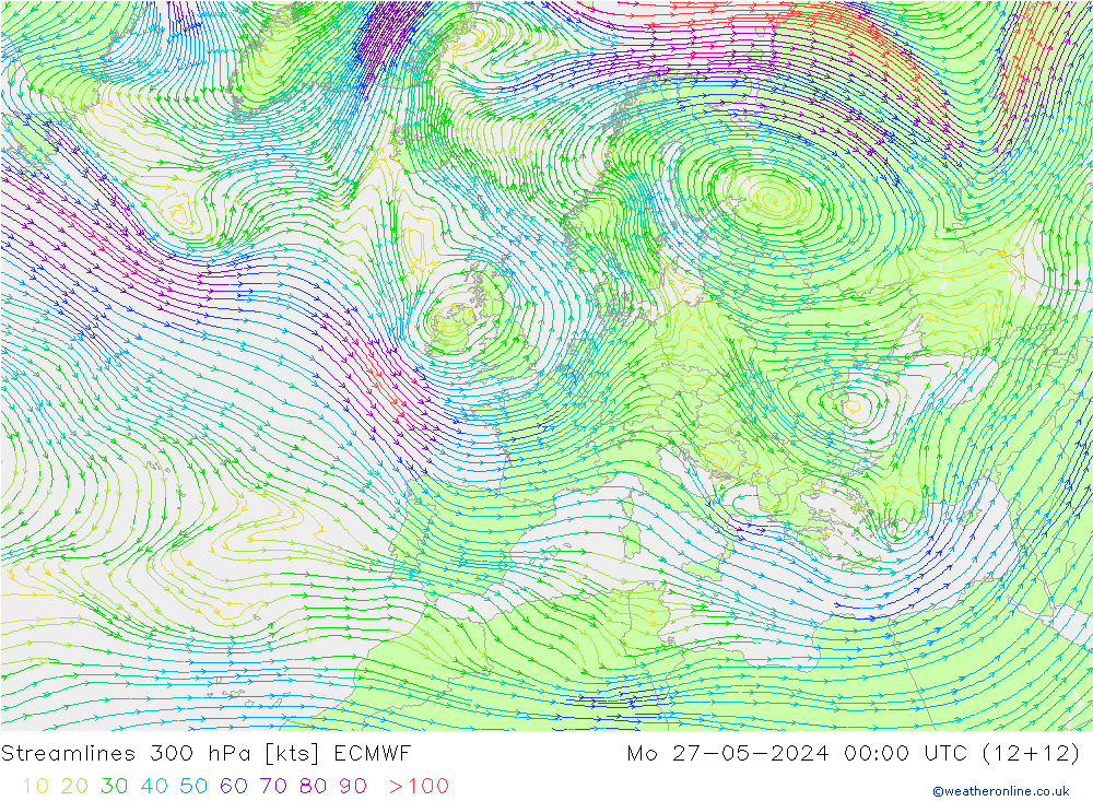 Stromlinien 300 hPa ECMWF Mo 27.05.2024 00 UTC