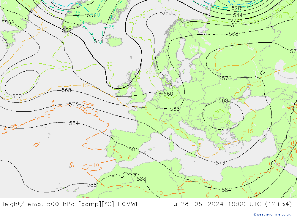 Z500/Regen(+SLP)/Z850 ECMWF di 28.05.2024 18 UTC