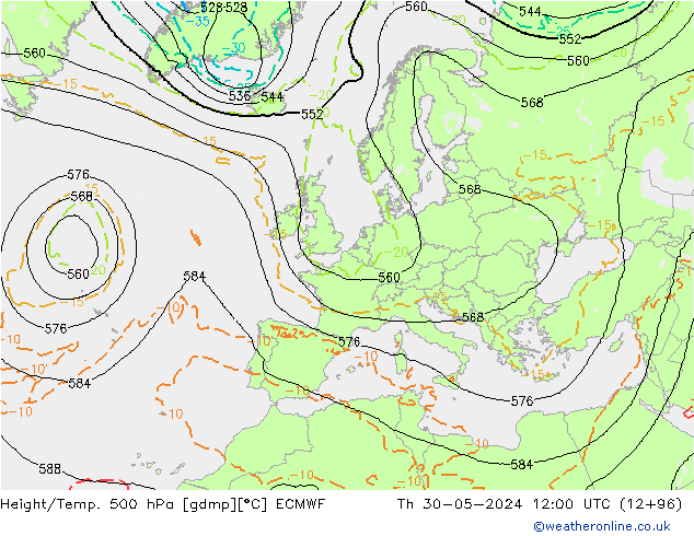 Z500/Yağmur (+YB)/Z850 ECMWF Per 30.05.2024 12 UTC