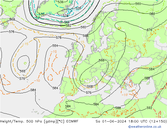 Z500/Rain (+SLP)/Z850 ECMWF So 01.06.2024 18 UTC