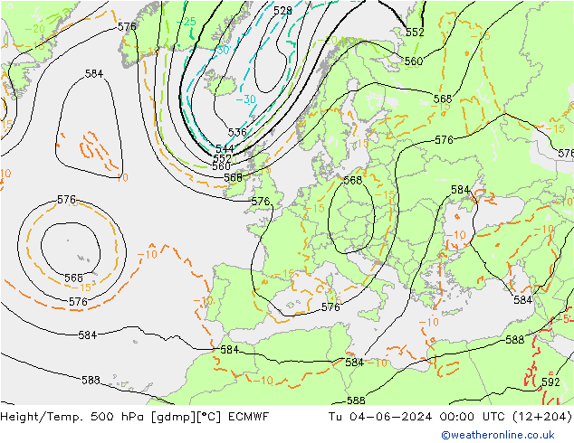 Z500/Rain (+SLP)/Z850 ECMWF mar 04.06.2024 00 UTC