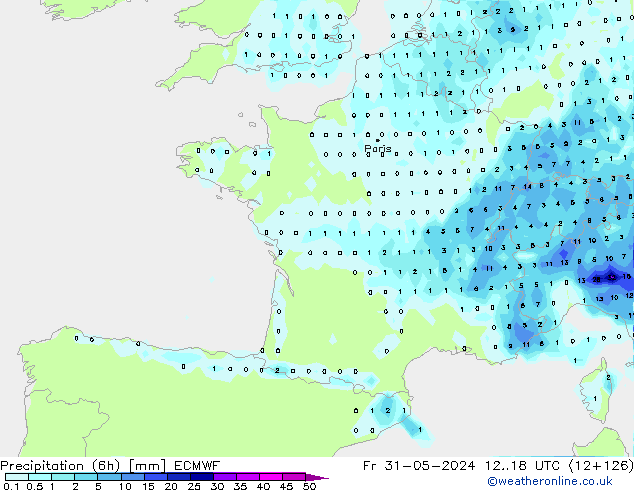 Z500/Rain (+SLP)/Z850 ECMWF Fr 31.05.2024 18 UTC