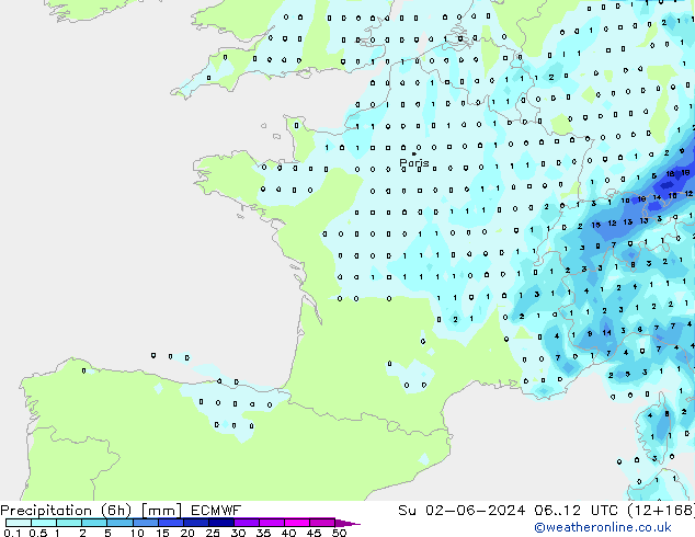 Z500/Yağmur (+YB)/Z850 ECMWF Paz 02.06.2024 12 UTC