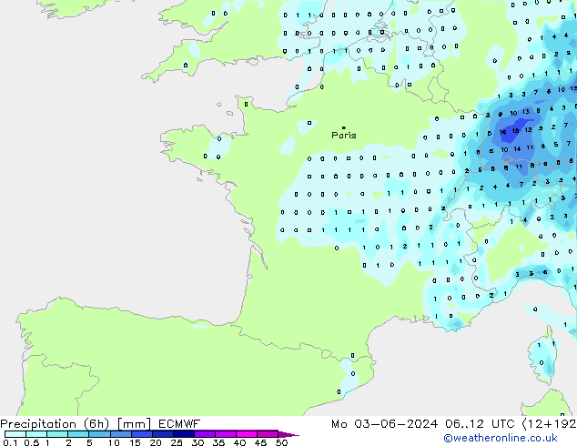 Z500/Rain (+SLP)/Z850 ECMWF пн 03.06.2024 12 UTC