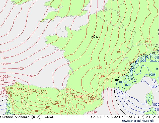 приземное давление ECMWF сб 01.06.2024 00 UTC