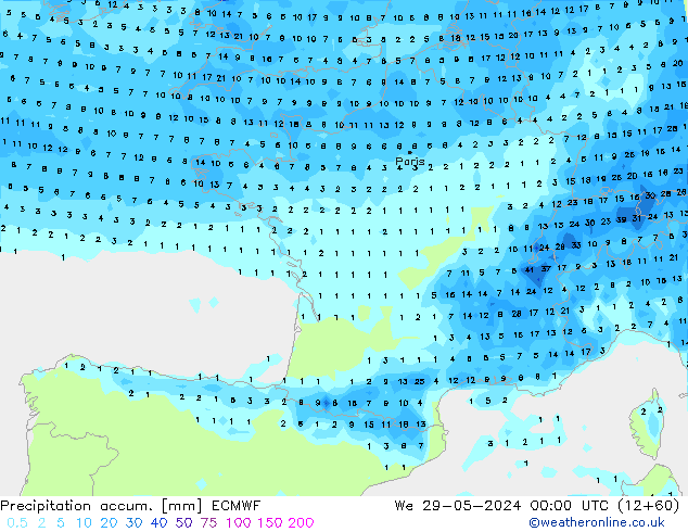 Toplam Yağış ECMWF Çar 29.05.2024 00 UTC