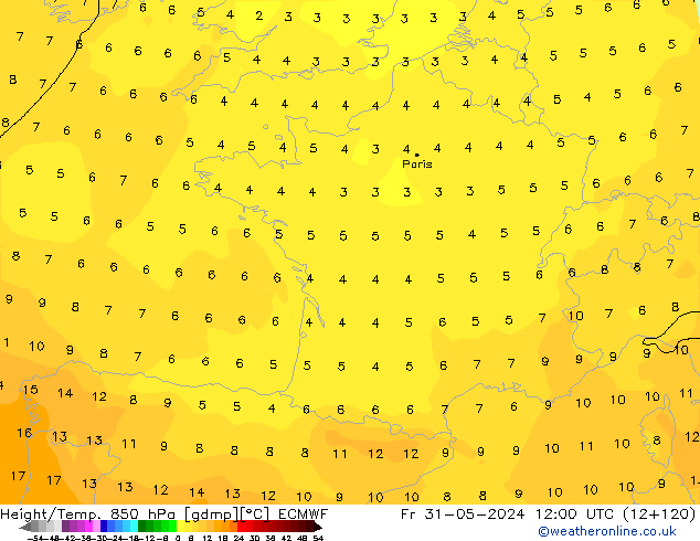 Z500/Rain (+SLP)/Z850 ECMWF Sex 31.05.2024 12 UTC