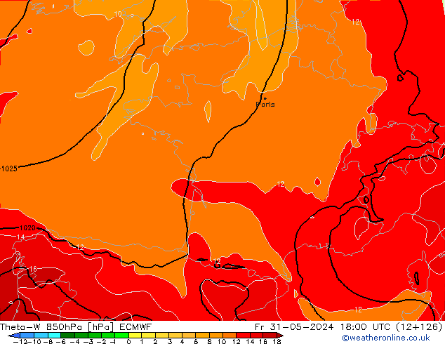 Theta-W 850hPa ECMWF vie 31.05.2024 18 UTC