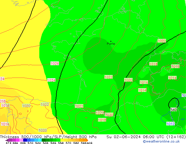 Thck 500-1000hPa ECMWF Dom 02.06.2024 06 UTC