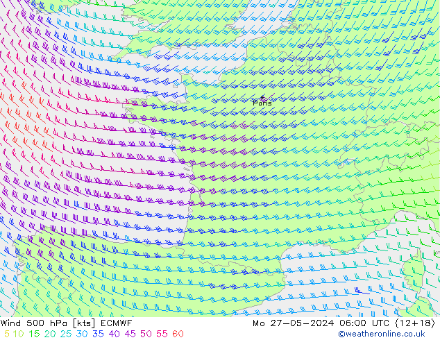 Wind 500 hPa ECMWF Mo 27.05.2024 06 UTC