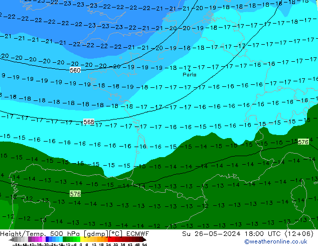 Z500/Rain (+SLP)/Z850 ECMWF So 26.05.2024 18 UTC