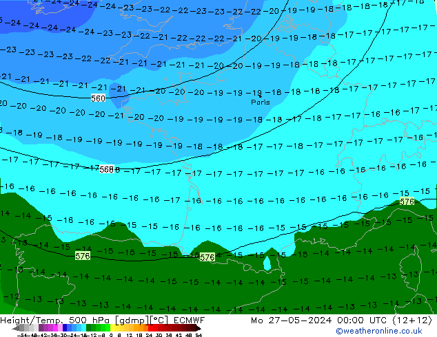 Z500/Rain (+SLP)/Z850 ECMWF Mo 27.05.2024 00 UTC