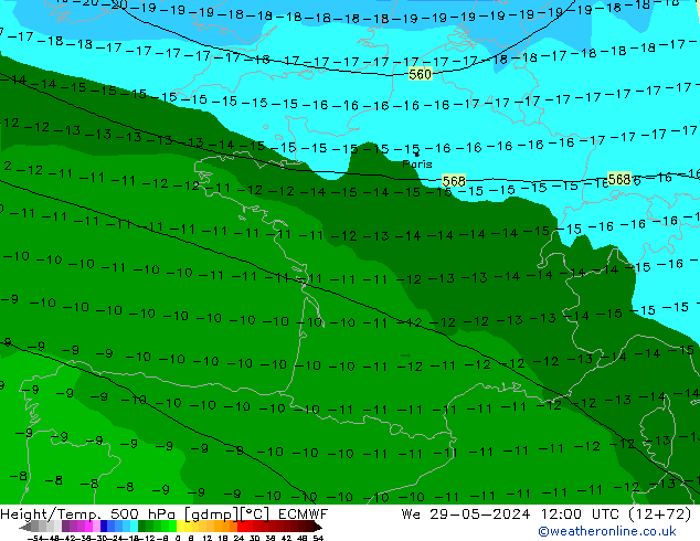 Z500/Rain (+SLP)/Z850 ECMWF St 29.05.2024 12 UTC