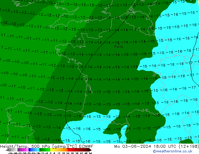 Z500/Rain (+SLP)/Z850 ECMWF lun 03.06.2024 18 UTC