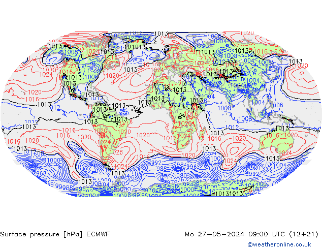 Yer basıncı ECMWF Pzt 27.05.2024 09 UTC