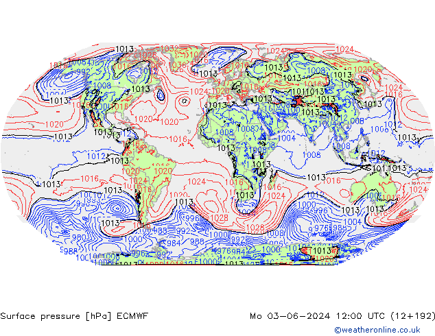 Surface pressure ECMWF Mo 03.06.2024 12 UTC