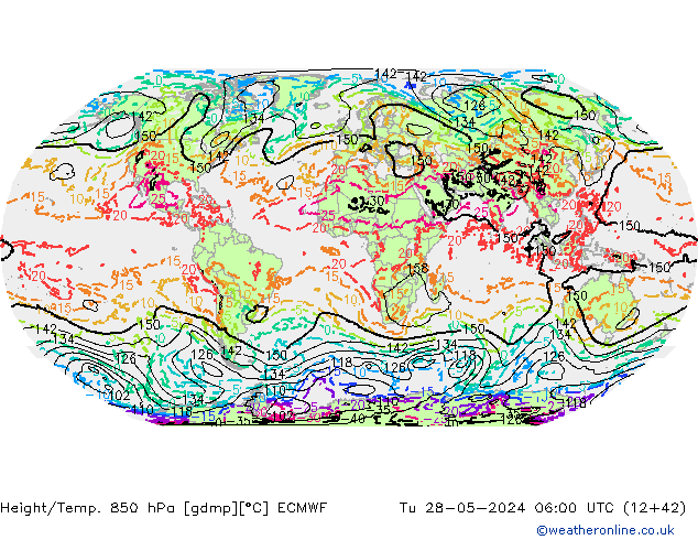 Z500/Yağmur (+YB)/Z850 ECMWF Sa 28.05.2024 06 UTC