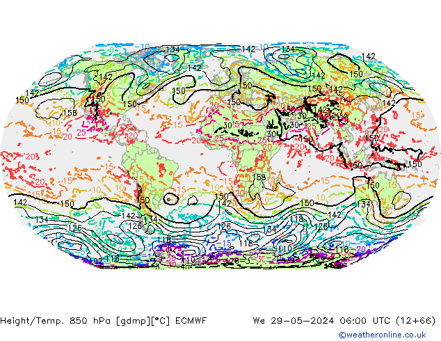 Hoogte/Temp. 850 hPa ECMWF wo 29.05.2024 06 UTC