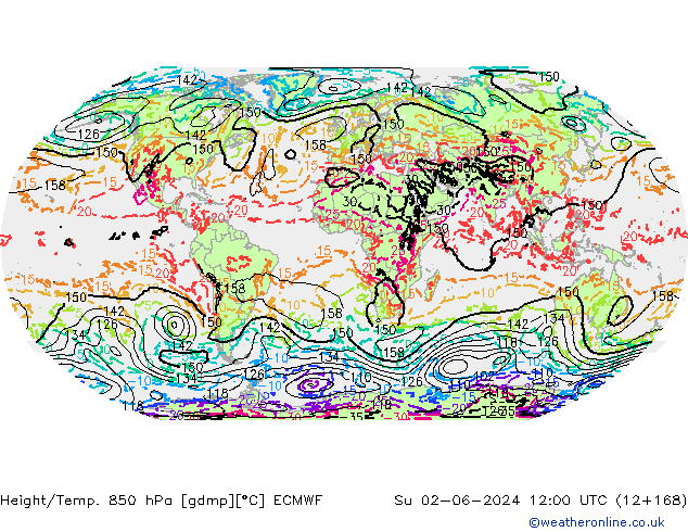 Height/Temp. 850 hPa ECMWF nie. 02.06.2024 12 UTC