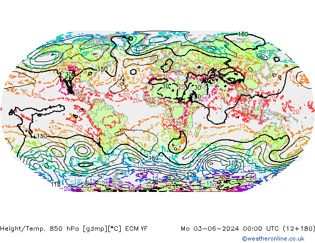 Z500/Rain (+SLP)/Z850 ECMWF lun 03.06.2024 00 UTC