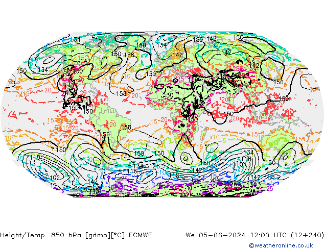 Z500/Rain (+SLP)/Z850 ECMWF Qua 05.06.2024 12 UTC