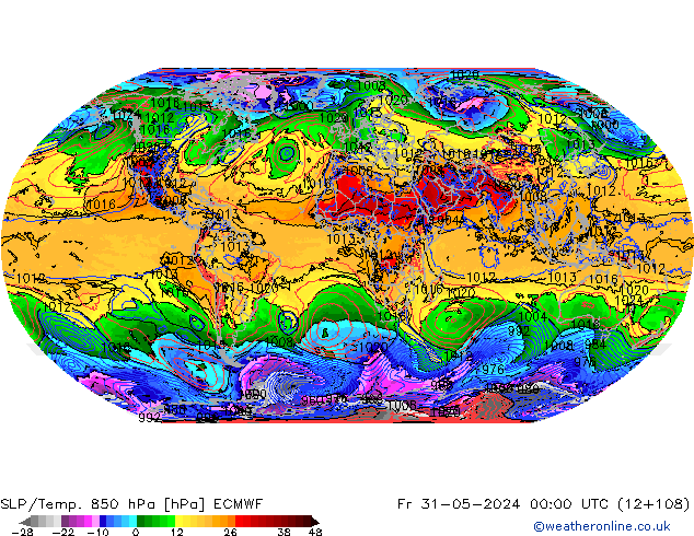 SLP/Temp. 850 hPa ECMWF Fr 31.05.2024 00 UTC