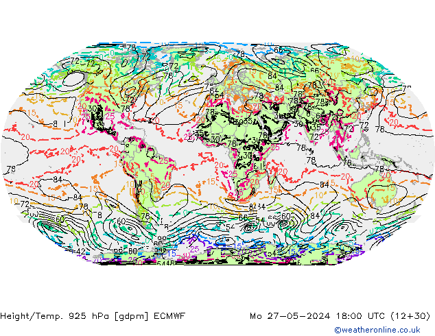 Géop./Temp. 925 hPa ECMWF lun 27.05.2024 18 UTC