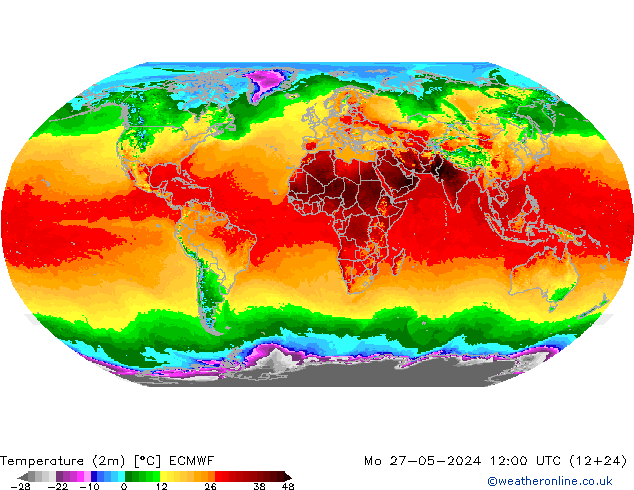 Temperatura (2m) ECMWF Seg 27.05.2024 12 UTC