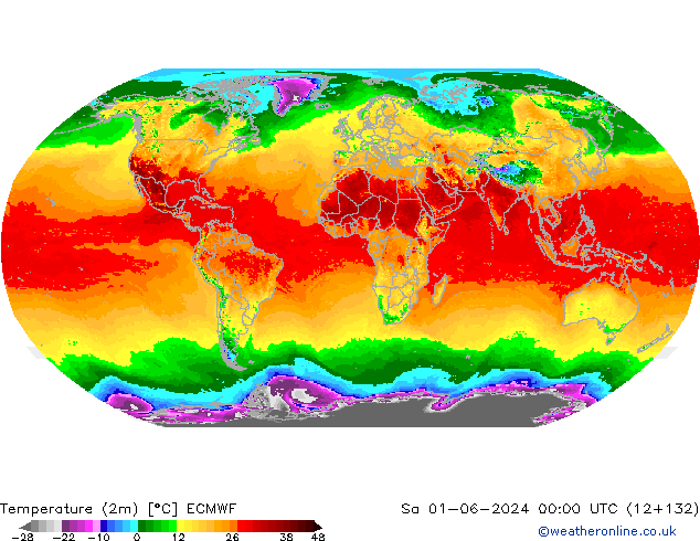 Sıcaklık Haritası (2m) ECMWF Cts 01.06.2024 00 UTC