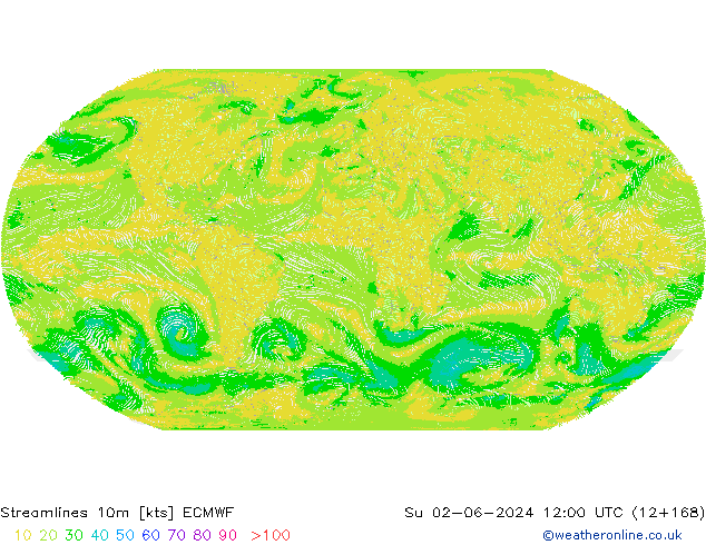 Linia prądu 10m ECMWF nie. 02.06.2024 12 UTC