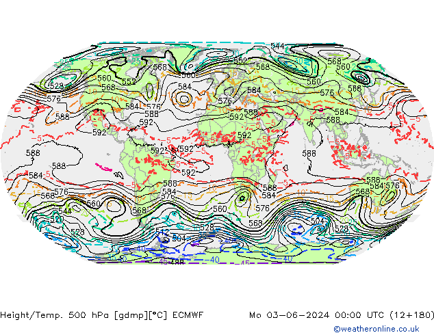 Z500/Rain (+SLP)/Z850 ECMWF lun 03.06.2024 00 UTC