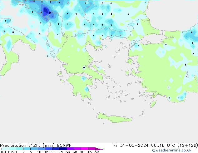 Precipitation (12h) ECMWF Fr 31.05.2024 18 UTC