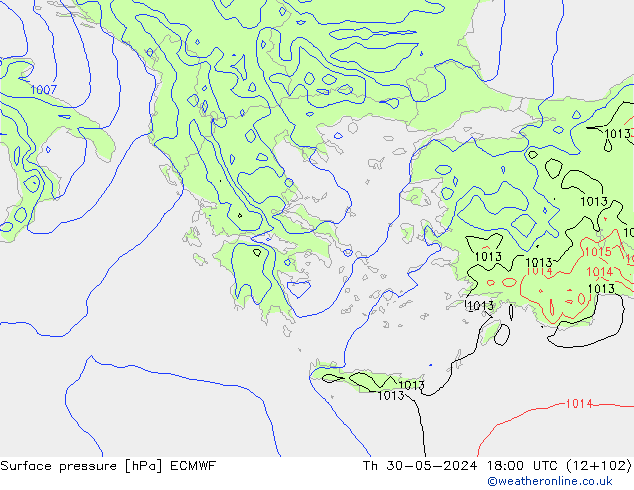 Surface pressure ECMWF Th 30.05.2024 18 UTC