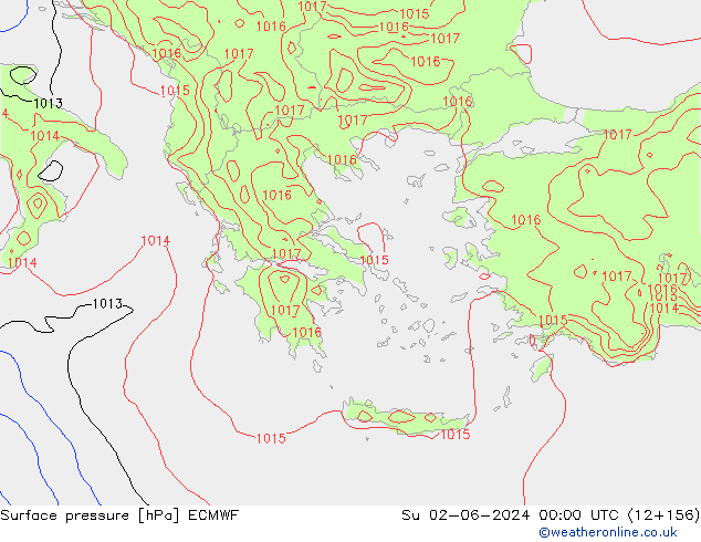 pressão do solo ECMWF Dom 02.06.2024 00 UTC