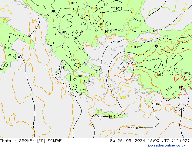 Theta-e 850гПа ECMWF Вс 26.05.2024 15 UTC