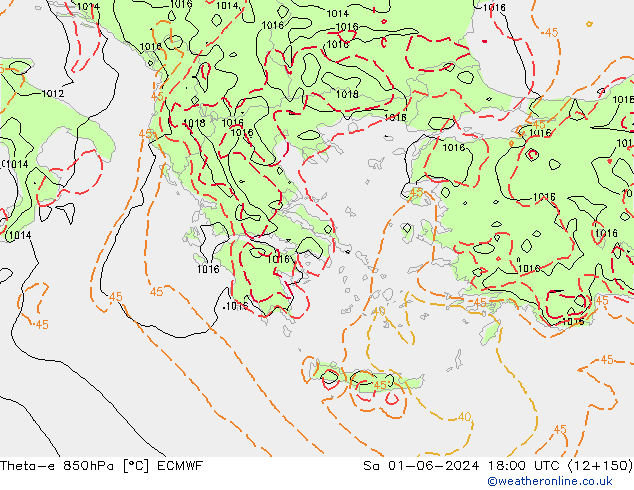 Theta-e 850hPa ECMWF So 01.06.2024 18 UTC