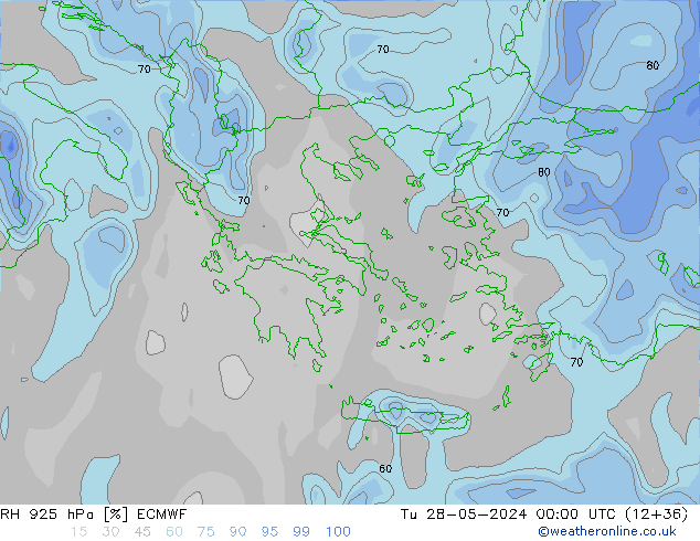 RH 925 hPa ECMWF Tu 28.05.2024 00 UTC