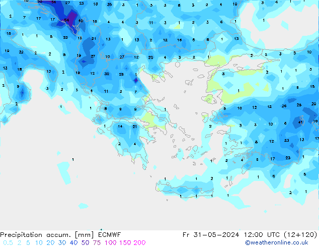 Precipitation accum. ECMWF pt. 31.05.2024 12 UTC