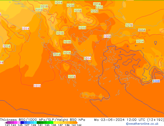 Thck 850-1000 hPa ECMWF Mo 03.06.2024 12 UTC