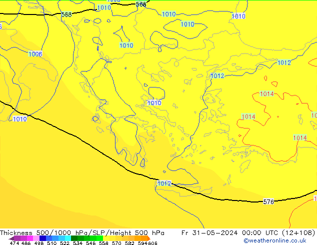 Thck 500-1000hPa ECMWF Pá 31.05.2024 00 UTC