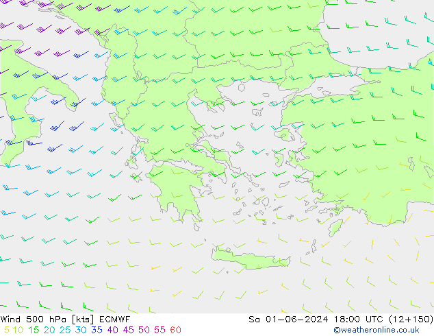 Vento 500 hPa ECMWF Sáb 01.06.2024 18 UTC