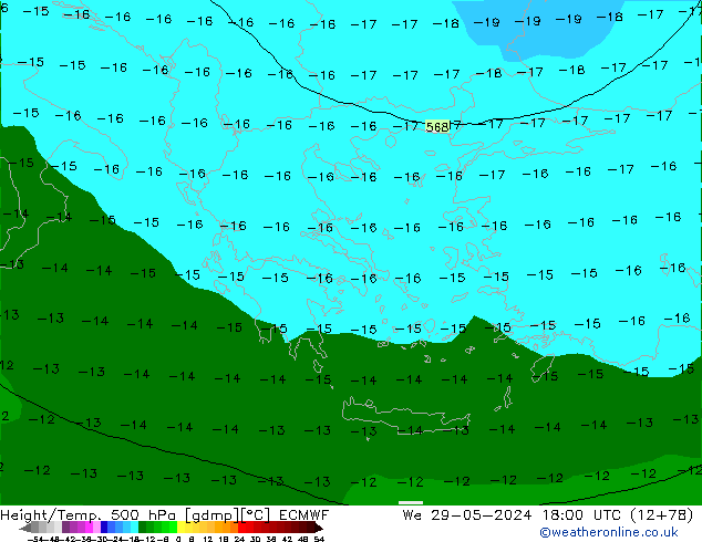 Z500/Rain (+SLP)/Z850 ECMWF mer 29.05.2024 18 UTC