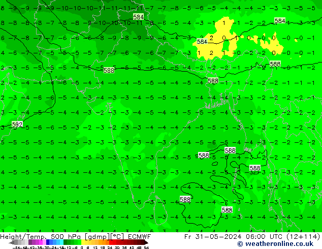 Z500/Rain (+SLP)/Z850 ECMWF Fr 31.05.2024 06 UTC