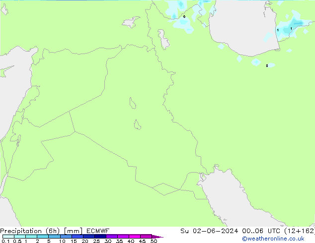 Yağış (6h) ECMWF Paz 02.06.2024 06 UTC