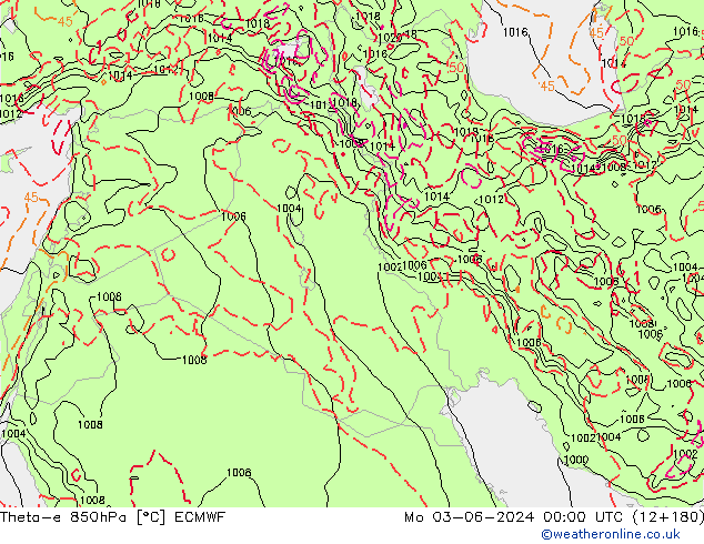 Theta-e 850hPa ECMWF  03.06.2024 00 UTC