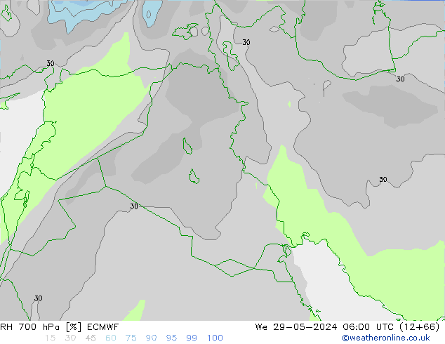 RH 700 hPa ECMWF We 29.05.2024 06 UTC